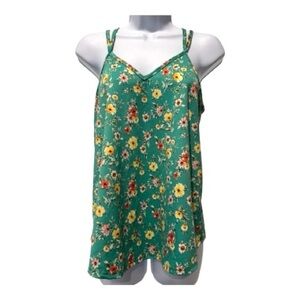 Papermoon Floral Babydoll Cami Top Green | Size S Cottagecore